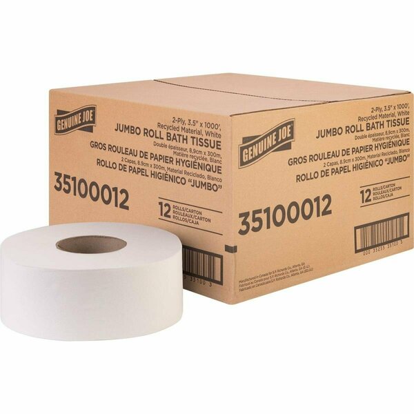 Chesterfield Leather 3.50 in. x 1000 ft. 2-Ply Jumbo JR Bathroom Tissue, White CH3758146